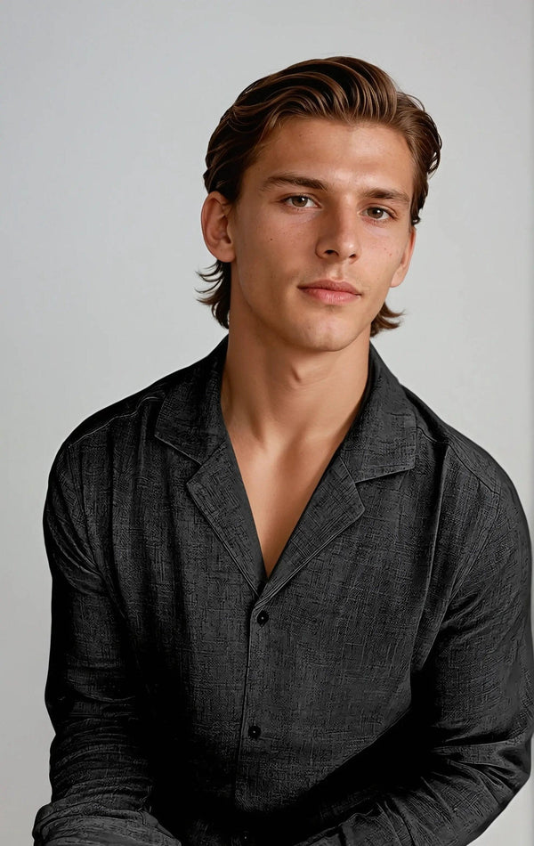 Men’s Black Linen Beach Shirt – Lightweight, Breathable Summer Essential