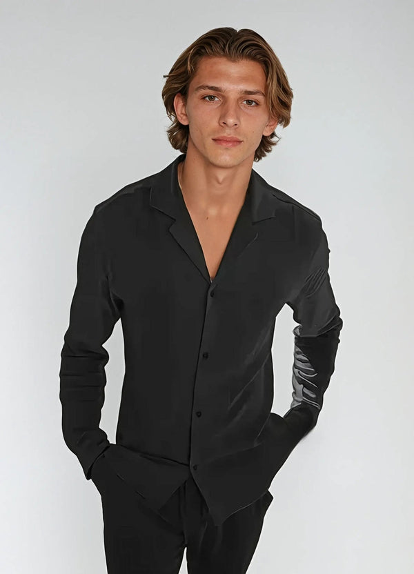 Men’s Black Linen Beach Shirt – Lightweight, Breathable Summer Essential