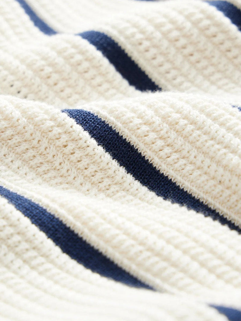 Men’s Striped Knit Polo Shirt – Short Sleeve, Lightweight Viscose with Contrast Collar